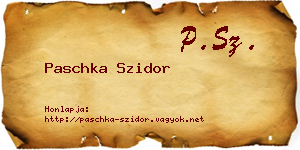 Paschka Szidor névjegykártya